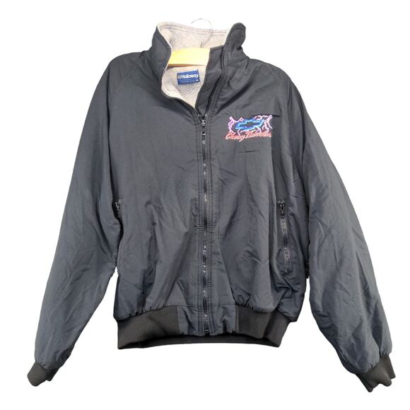 Holloway Men's Chevrolet Windbreaker Jacket Medium Black Polyester Vintage - Picture 1 of 14